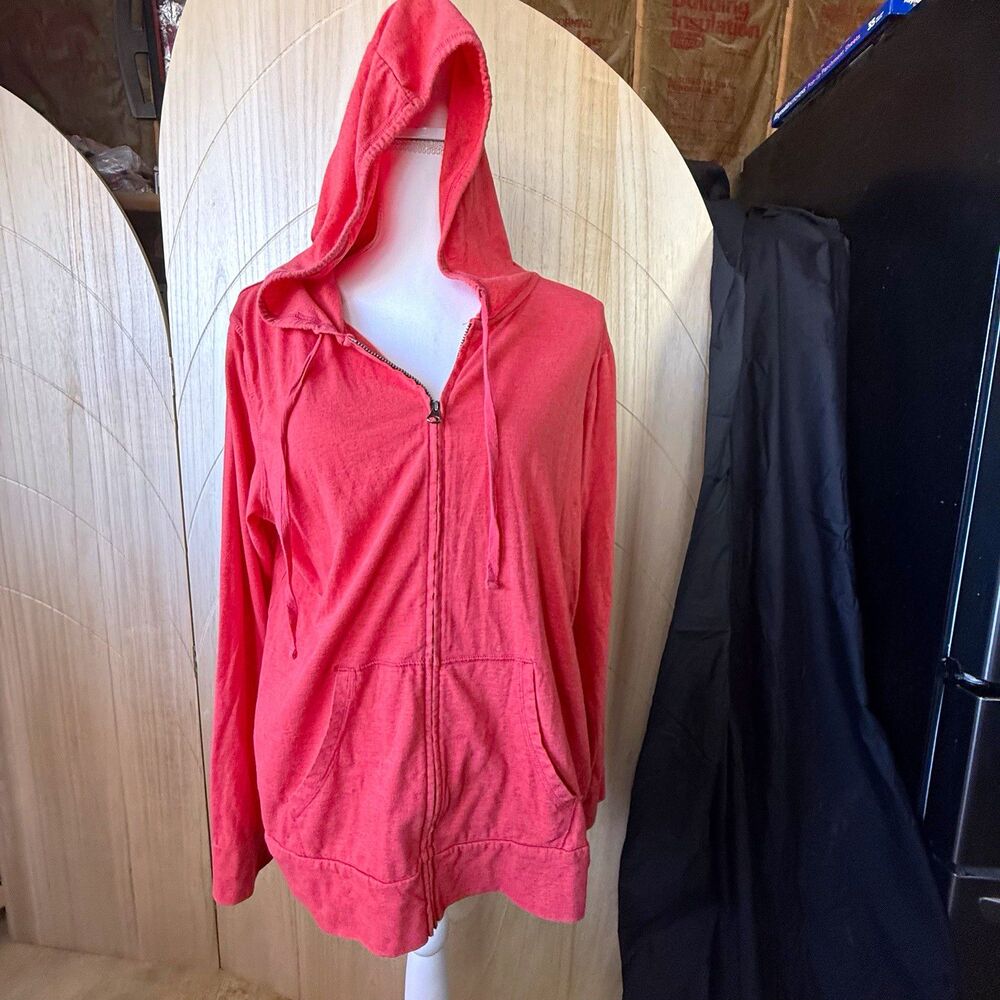 Sonoma Goods For Life Women’s XL Red Solid Full Zip Hooded Hoodie Pockets